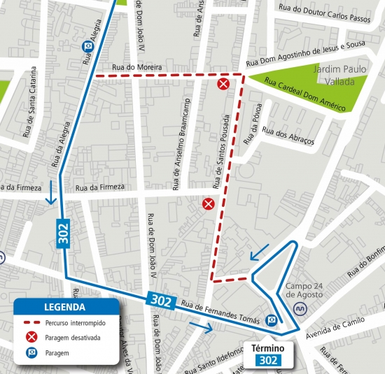 LINE 302 - CHANGE OF ROUTE - WORKS - R. DO MOREIRA - PORTO