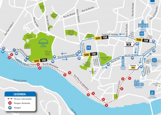 LINES 500 - 1M - CHANGE OF ROUTE - WORKS - RUA DE MONCHIQUE - PORTO