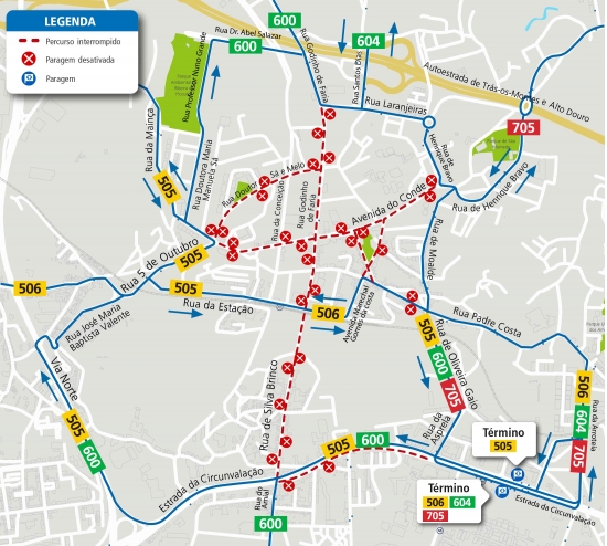 LINHAS 505 – 506 – 600 – 604 – 705 -  ALTERAÇÃO DE PERCURSO – EVENTO - MATOSINHOS