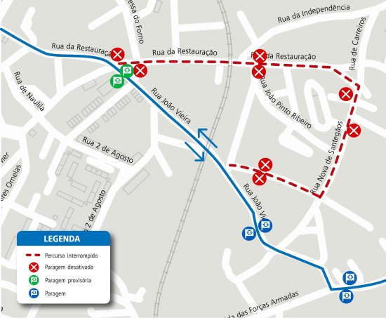 LINHA 805 - ALTERAÇÃO DE PERCURSO - OBRAS - RUA DA RESTAURAÇÃO - RIO TINTO - VALONGO