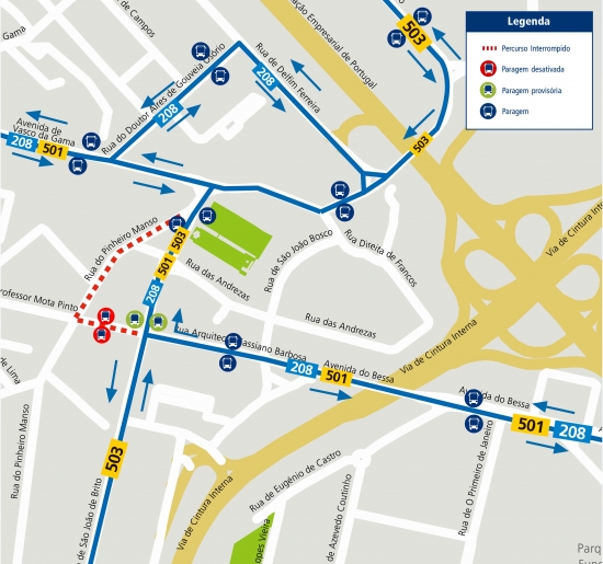 LINES 208 - 501 - 503 - CHANGE OF ROUTE - WORKS - R. DO PINHEIRO MANSO - PORTO