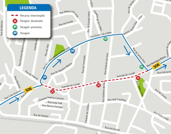 LINE 506 - CHANGE OF ROUTE - WORKS - AV. DO CONDE -SÃO MAMEDE DE INFESTA - MATOSINHOS