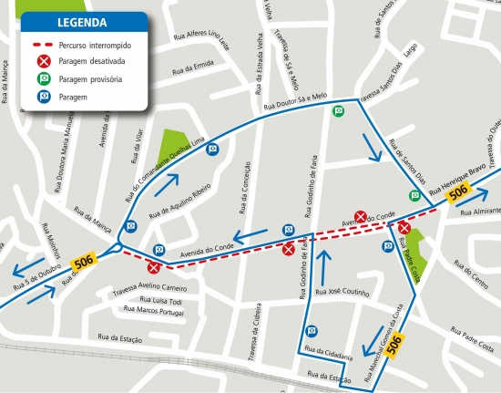 LINE 506 - CHANGE OF ROUTE - WORKS - AV. DO CONDE - SÃO MAMEDE DE INFESTA - MATOSINHOS