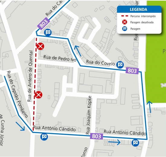 LINE 803 - CHANGE OF ROUTE - WORKS - RUA ANTERO DE QUENTAL - PORTO