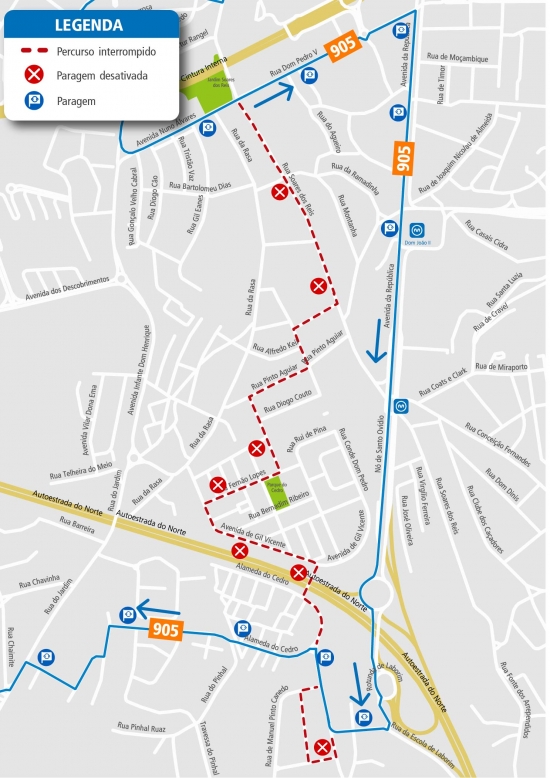 LINE 905 - CHANGE OF ROUTE - WORKS - SANTO OVÍDIO - V. N. DE GAIA